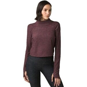 prAna Large athletic top Zandra funnel neck thumb slit turtleneck athleisure